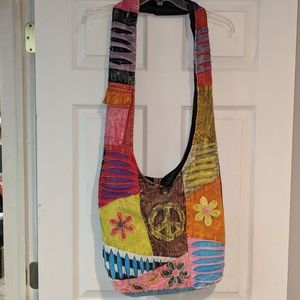 Hippie patchwork hobo sling bag